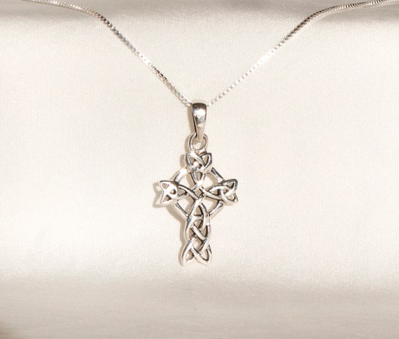 Delicate Celtic Knot Cross Necklace, Small Celtic… - image 3