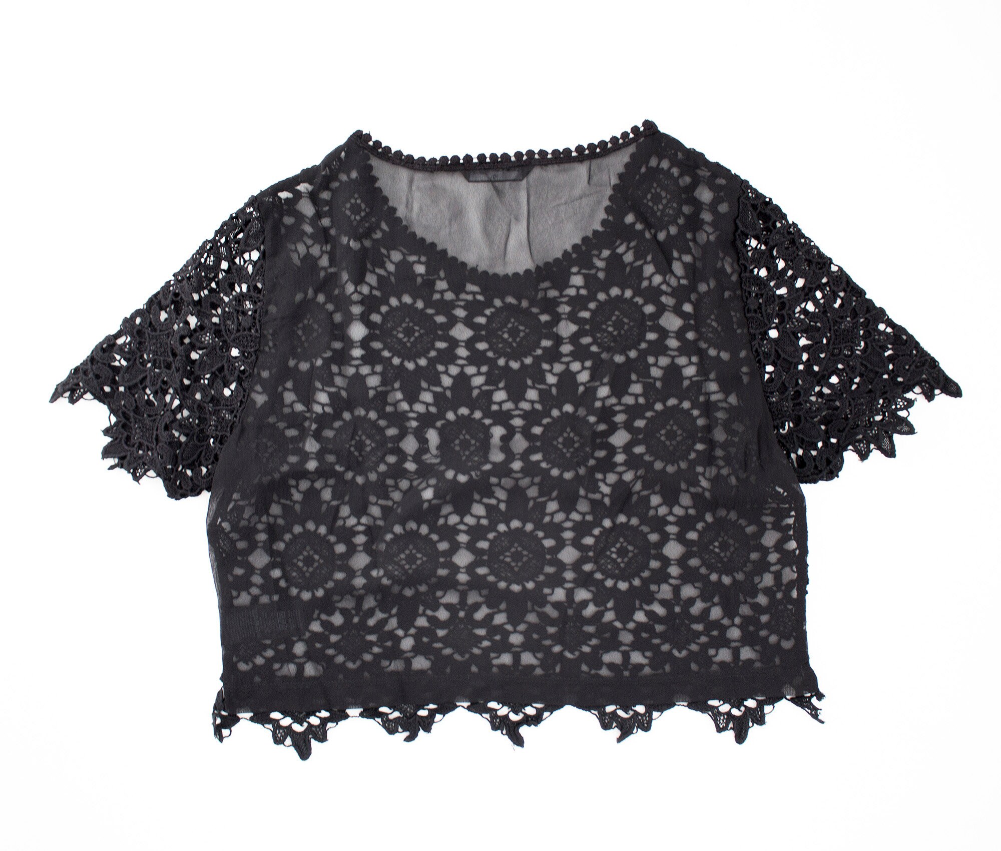 Peek a Boo Black Crochet Crop Top Daisy Floral Lace Top - Etsy UK