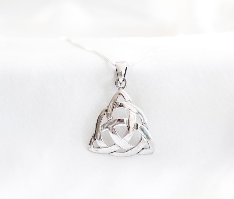 Triquetra Necklace Sterling Silver Strength in Unity Celtic Etsy