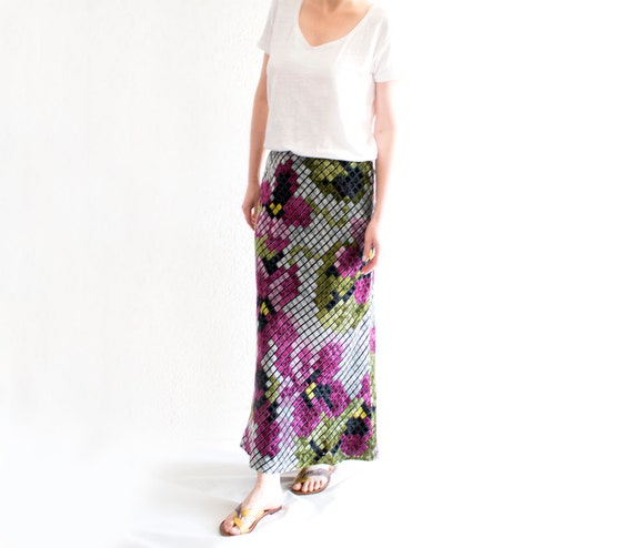Vintage Moschino Maxi Skirt, Floral Velvet Cheap a