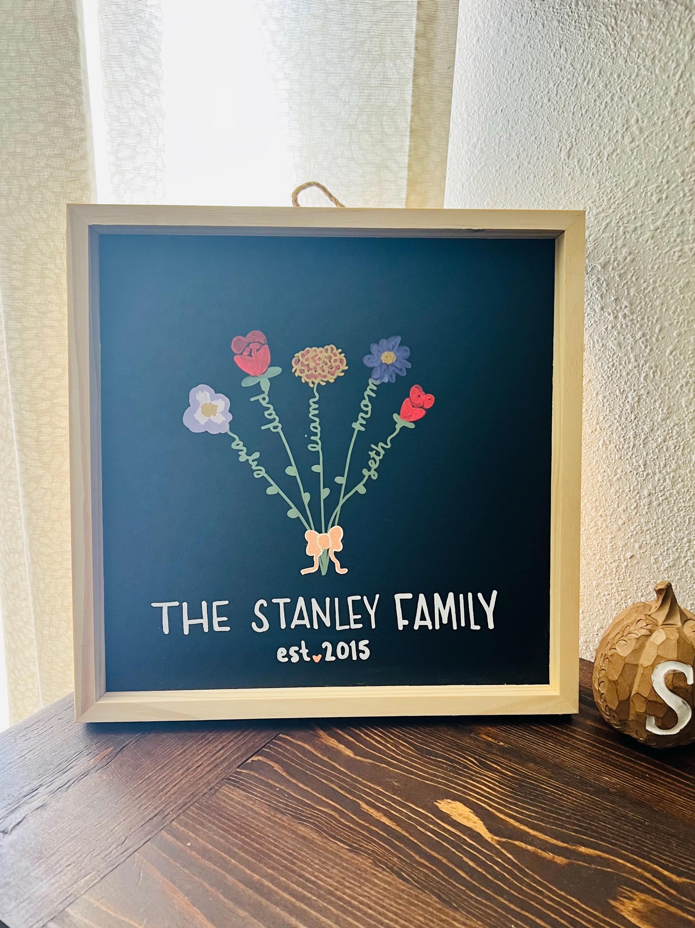 Personalized Hand-lettered Chalkboard Birth Flower Bouquet Sign - Etsy