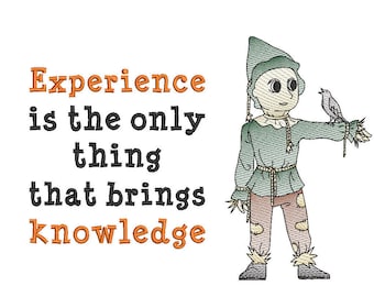 wizard of oz Scarecrow reading cushion book pocket pillow embroidery machine design file sketch and text 3 sizes included