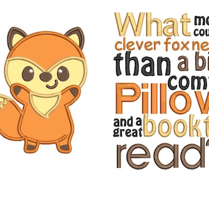 fox leeskussen boek zakkussen borduurmachine ontwerp bestand applique en quote 3 maten inbegrepen instant download