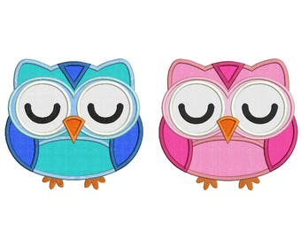 cute single owl applique machine embroidery design file includes three sizes all popular formats pes dst etc