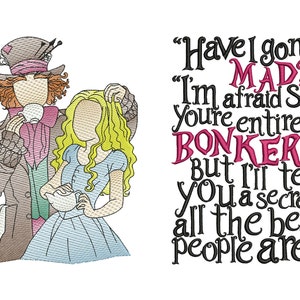 VERSIE 1 Alice In Wonderland lezing kussen boek zak kussen borduurwerk machine ontwerp 3 maten opgenomen instant download