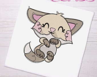 Tatty fox filled embroidery machine design file digital download 4 sizes included 2