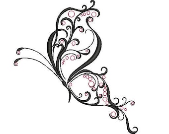 filigree butterfly embroidery machine design file 2 sizes brother pes janomes etc