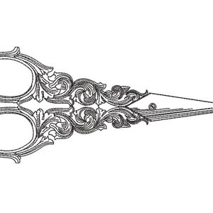 Vintage Schere Nähen Skizze schnell Kreuzstich Stickerei Maschinendesign Datei Digital download 3 Größen enthalten Redwork Liniengrafik 1