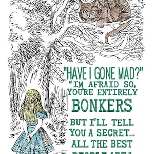 Alice in wonderland sketch embroidery machine design file digital download 3 sizes included in all formats