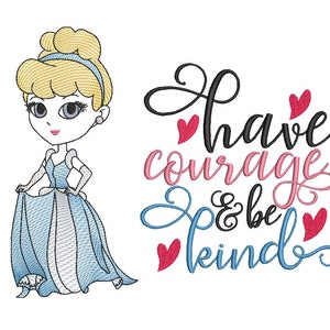Cinderella reading pillow sketch embroidery machine design file digital download three sizes included in all formats