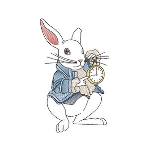 Alice in wonderland white rabbit sketch embroidery machine design file digital download three sizes included in all formats
