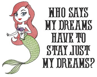 mermaid reading cushion book pocket pillow embroidery machine design file image and quote 3 sizes included instant download