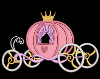Assepoester prinsessenwagen applique machine borduurwerk ontwerpbestand bevat 4 maten alle populaire formaten pes dst etc