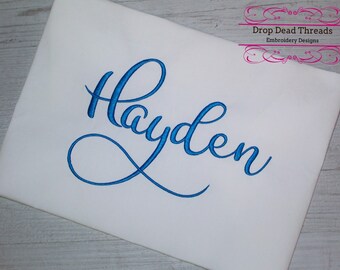 Hayden Script machine embroidery font alphabet design file four sizes included