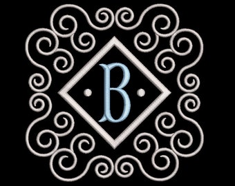 Fishtail monogram font LETTER B only machine embroidery design file in 5 sizes