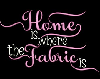 home is where the fabric is adult reading cushion book pocket pillow embroidery machine design file image and quote 2 sizes instant download