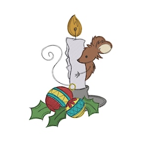 Sketchy christmas mouse candle winter christmas embroidery machine design file 3 sizes included embroidery machine design files xmas