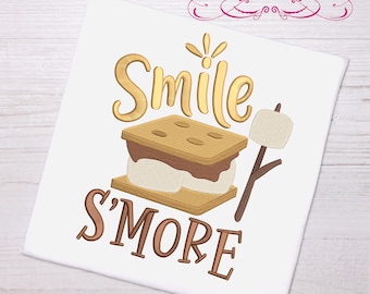 Camping Smile S'more quote 4 sizes machine embroidery design