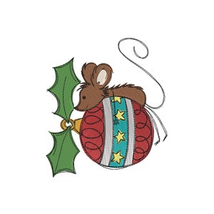 Sketchy christmas mouse bauble winter christmas embroidery machine design file 3 sizes included embroidery machine design files xmas