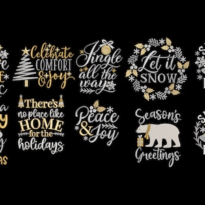Discount bundle deal Gold & silver christmas 10 part full collection machine embroidery design dish towel tea towel pillow christmas