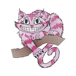 Alice in wonderland cheshire cat sketch embroidery machine design file digital download three sizes included in all formats