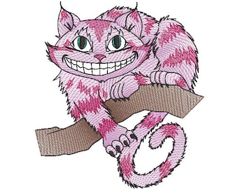 Alice in wonderland cheshire cat sketch embroidery machine design file digital download three sizes included in all formats