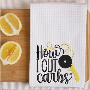 Humorous home lettering - How I cut carbs - embroidery machine design 4 sizes