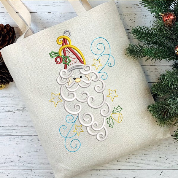 Sketchy swirly santa 2 winter christmas embroidery machine design file 3 sizes included9 embroidery machine design files xmas