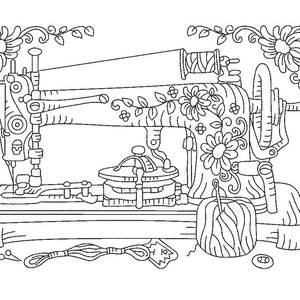 vintage sewing machine embroidery machine design file digital download 4 sizes included redwork linework 2