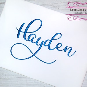 Hayden Script machine embroidery font alphabet design file four sizes and new scaleable BX included