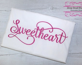 sweetheart machine embroidery font alphabet design file four sizes available in BX, PES, JEF & other formats