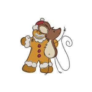 Sketchy christmas mouse gingerbread winter christmas embroidery machine design file 3 sizes included embroidery machine design files xmas