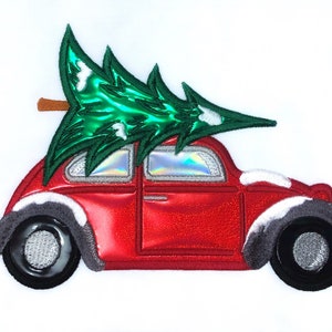 Christmas tree bug car applique embroidery machine design files 4 sizes included xmas