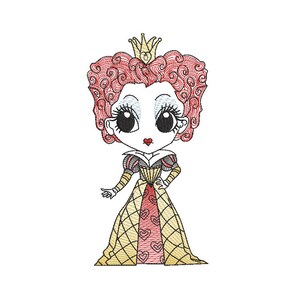 Queen of hearts Alice in wonderland sketch embroidery machine design file digital download three sizes included in all formats