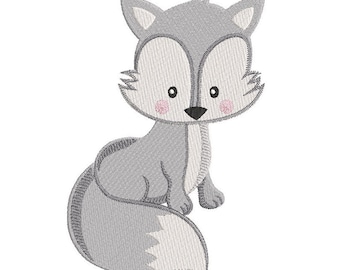 Cute arctic fox embroidery machine design file 4 sizes included all machine formats instant download