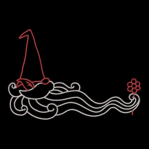 Santa Christmas Gnomes linework 2 styles in 4 sizes machine embroidery design winter christmas pillows dish towels etc 10