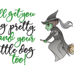 wizard of oz wicked witch of the west Elphaba reading cushion book pocket pillow embroidery machine design sketch and text 3 sizes included