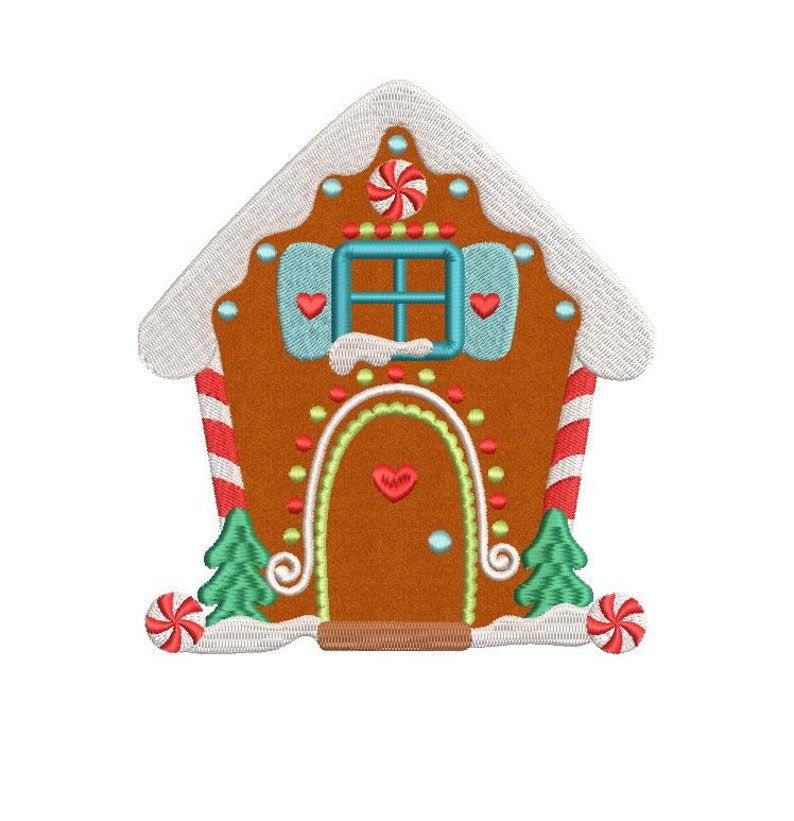 Gingerbread House Applique Christmas Machine Embroidery Design Etsy