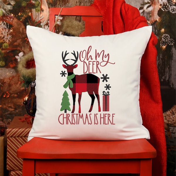 Christmas lettering  - farmhouse christmas -  oh my deer silhouette raw edge stitch applique 3 sizes embroidery machine design