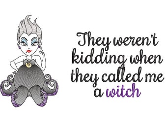 sea witch reading cushion book pocket pillow embroidery machine design file image and quote 3 sizes included instant download