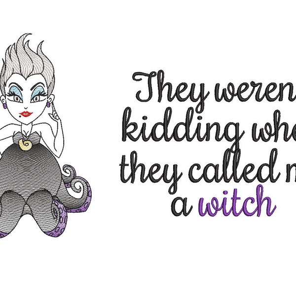 sea witch reading cushion book pocket pillow embroidery machine design file image and quote 3 sizes included instant download