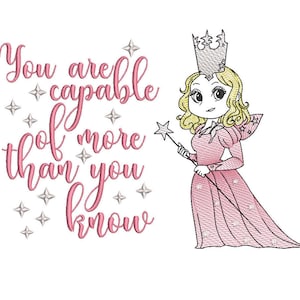 wizard of oz Glinda the good witch reading cushion book pocket pillow embroidery machine design file sketch and text 3 sizes included