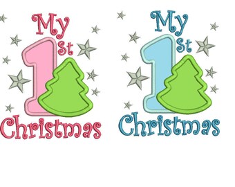 my first christmas baby applique embroidery machine design files two sizes included 1st xmas onesie vest tshirt bib design