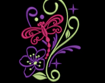 dragonfly sparkle machine embroidery design 3 sizes 4