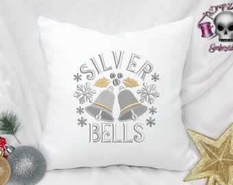 Gold & silver christmas - Silver bells snowflakes embroidery machine design files 4 sizes included xmas