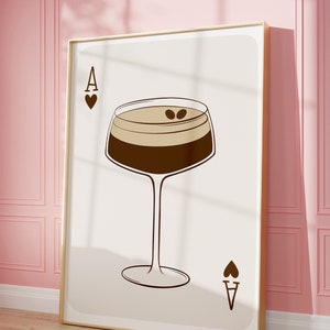 Espresso Martini Wall Art Print Minimalistische Espresso Martini, Dorm Decor, Martini Lover, Retro Cocktail Bar Car Art Print Digitale Download