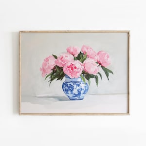 Ingwerglas Pfingstrose Print: Chinoiserie Floral Wall Art (Digitaler Download)