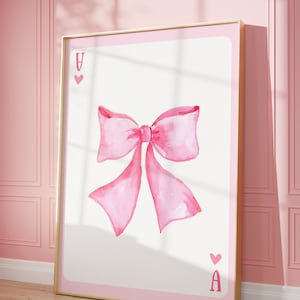 Rosa arco coquete fita de cabelo decoração cowgirl costeira preppy estética balletcore download digital na moda jogando cartão dormitório decoração arte