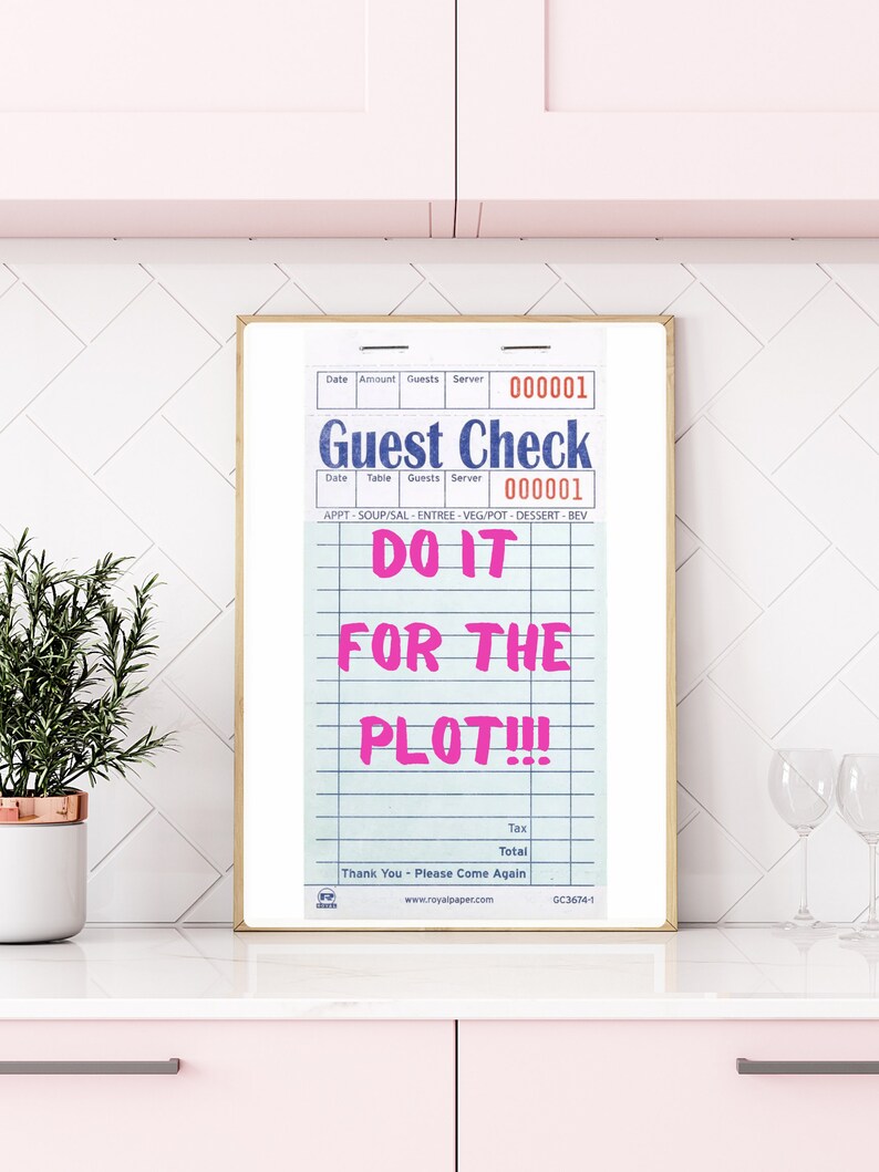 Do It for the Plot Guest Check Print Trendy Wall Art Guest Etsy