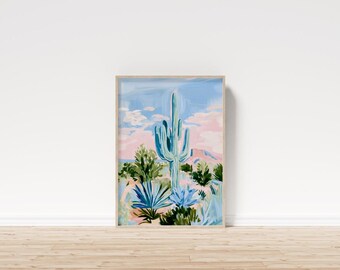 PRINTED AND SHIPPED Cactus in Southwestern Desert Wall Art
